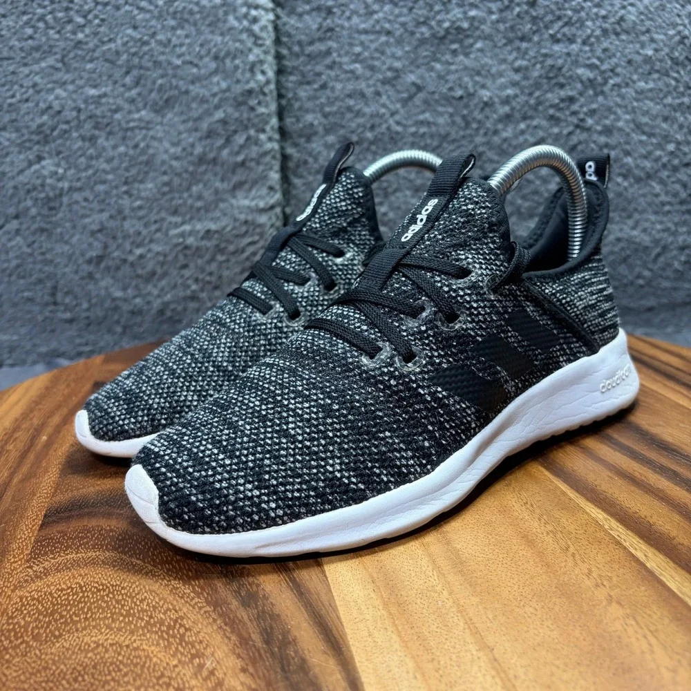 Adidas Cloudfoam Pure Womens Black White Knit Running Shoes DB0694 Size 6
